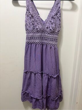 Lavender Crochet Halter Sundress